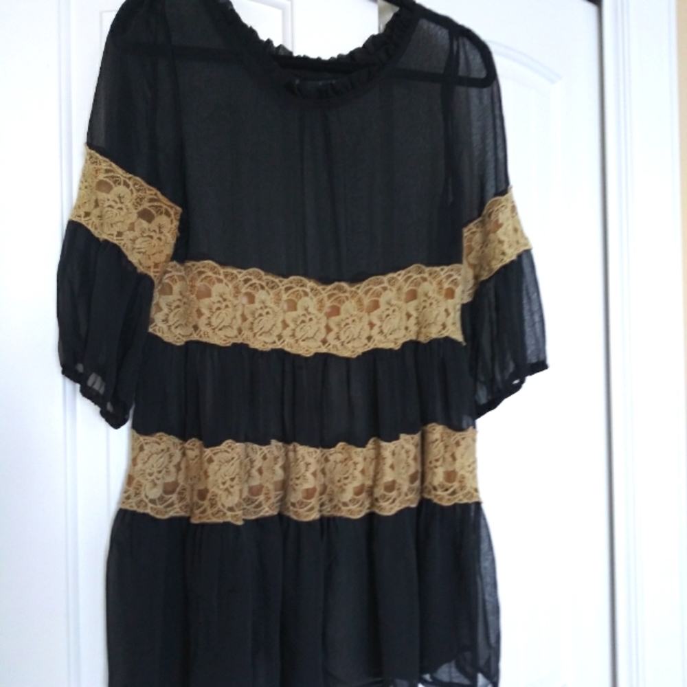 Lace and chiffon blouse